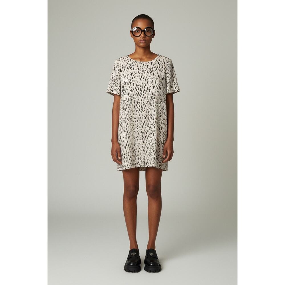 Essentiel Antwerp Mod Animal Print Tunic Shirt Dress Spotted Shift Mini Size 34